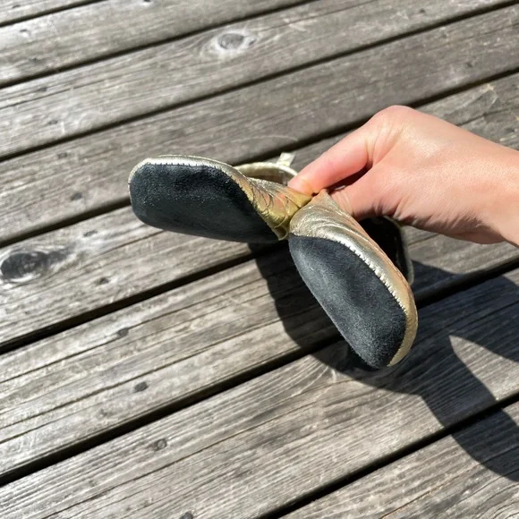 Burberry Quilted Gold Ballet Flats - Picture 3 of 7